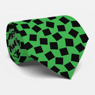 Cravate Carrés irréguliers - Noir sur vert Kelly