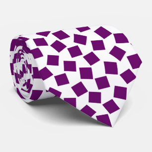 Cravate Carrés irréguliers - Plum sur blanc