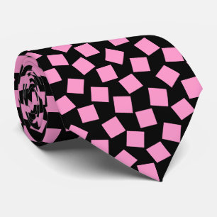 Cravate Carrés irréguliers - rose sur noir