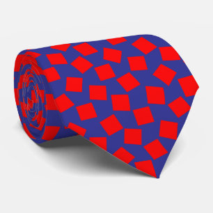 Cravate Carrés irréguliers - Rouge sur bleu foncé