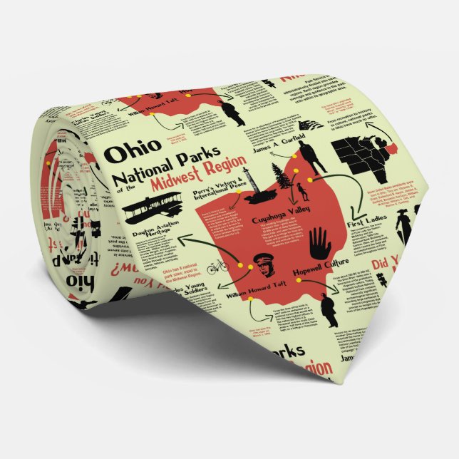 Cravate Carte des parcs nationaux de l'Ohio (Roulé)
