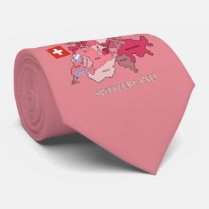 Cravate Carte et drapeau de la Suisse