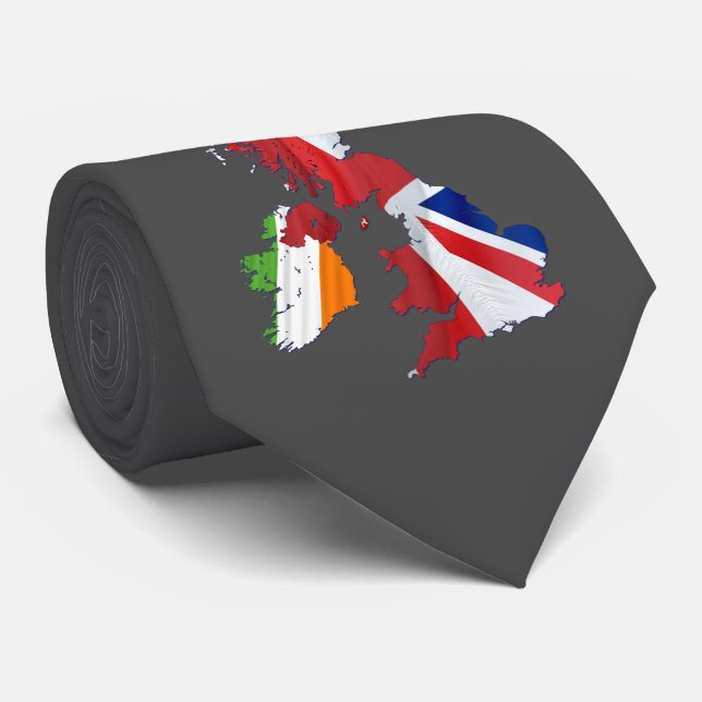 CRAVATE CARTE ET DRAPEAUX DES ÎLES BRITANNIQUES (Roulé)