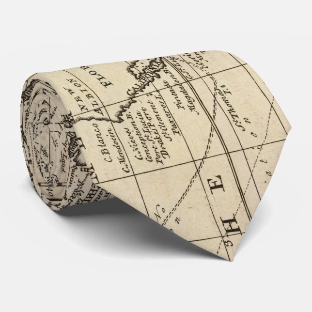 Cravate Carte vintage du monde (1747) (Roulé)