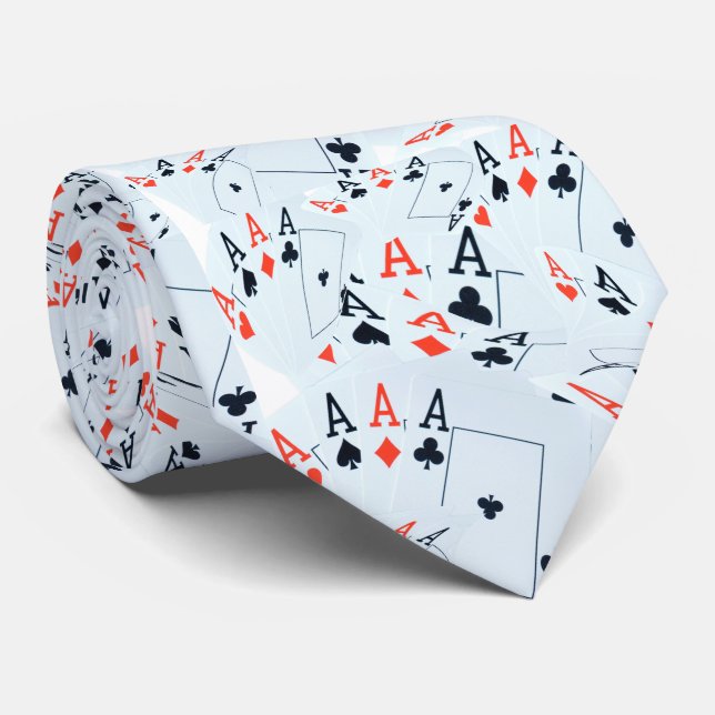 Cravate Cartes de Poker Motif, (Roulé)