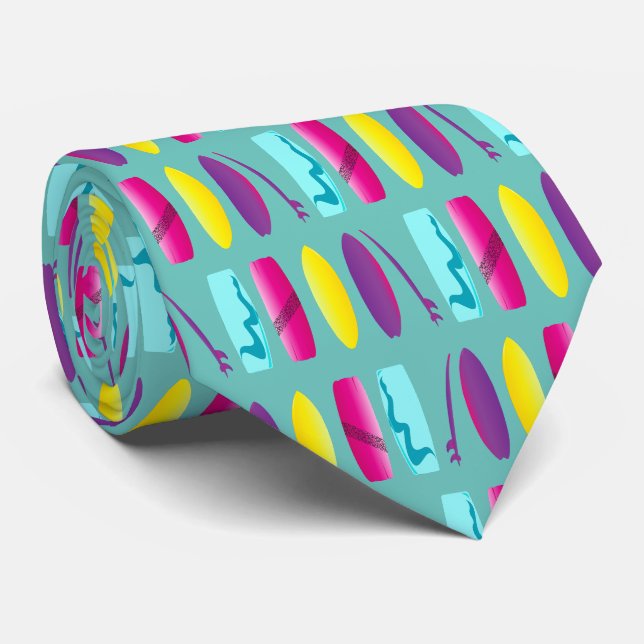 Cravate Cartes de surf Kiteboard Fun Turquoise Patternes (Roulé)