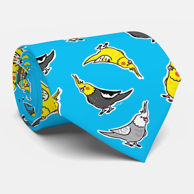 Cravate Cartoon Cockatiels Motif (Roulé)