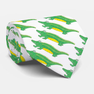 Cravate Cartoon Gator Alligator vert Croc Crocodile Cravat