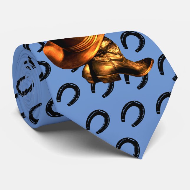 CRAVATE CASQUETTE DE COWBOY & BOOTS (Roulé)