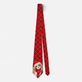 Cravate Cavalier King Charles et Red Plaid Noël