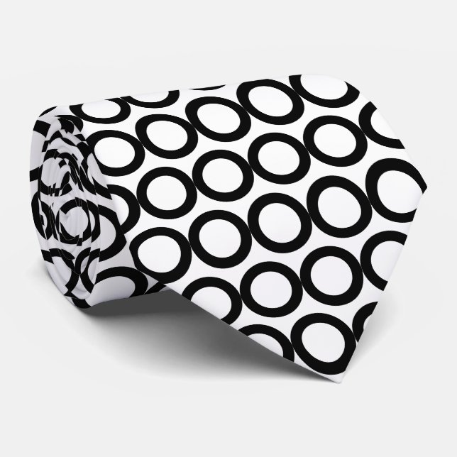 Cravate Cercles de Motifs géométriques noirs et blancs (Roulé)