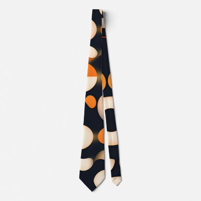Cravate Cercles d'oeufs Motif Abstrait orange (Devant)