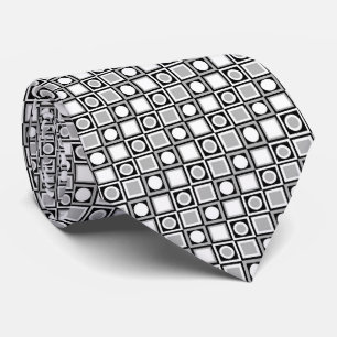 Cravate Cercles gris noir blanc unique Motif Carré