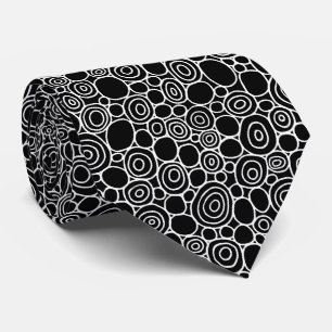 Cravate Cercles Motif 210819 - Blanc sur Noir