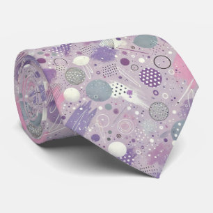 Cravate Cercles violets Abstraits avec accents de bandes d