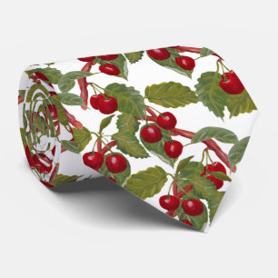 Cravate Cerise cool carrelée fruit motif