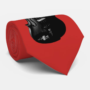 CRAVATE CERISE ROUGE BALAYÉE PAR VIOLIN-TIE-ON NOIRE