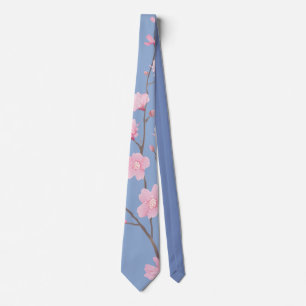 Cravate Cerisiers en fleurs - Bleu de sérénité
