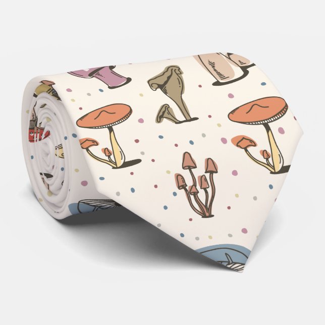 Cravate Champignons colorés Doodle Motif (Roulé)