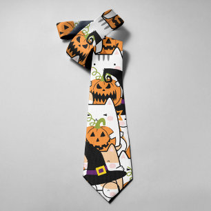 Cravate Charmante Sorcière Chat Tenant Bumkin Halloween