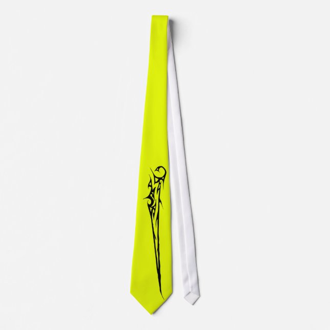 Cravate chartreuse acide avec le motif simple (Devant)