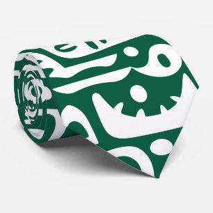 Cravate chasseur doodles vert et blanc 3 de 7