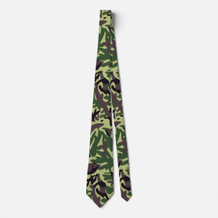 Cravate Chasseurs Motif Camo Vert