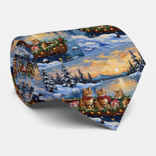 Cravate Chat abyssin Noël Bateau Fêtes