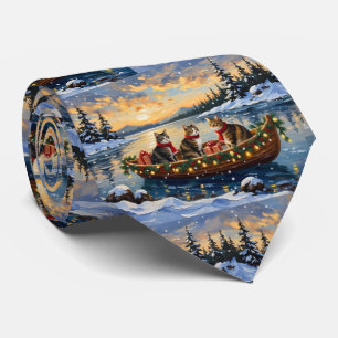 Cravate Chat Maine Coon Noël Bateau Fêtes