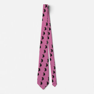 Cravate CHAT NOIR NINJA Dessin noir rose