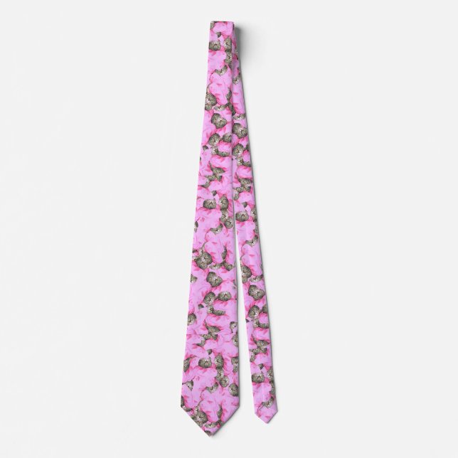 Cravate Chat rose Funny personnalisé (Devant)
