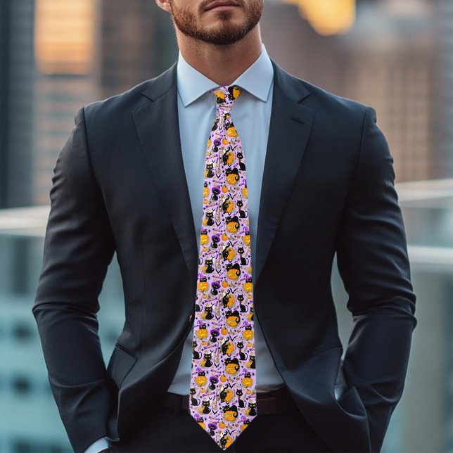 Cravate Chats citrouille Halloween Candy Black Cats (Créateur téléchargé)