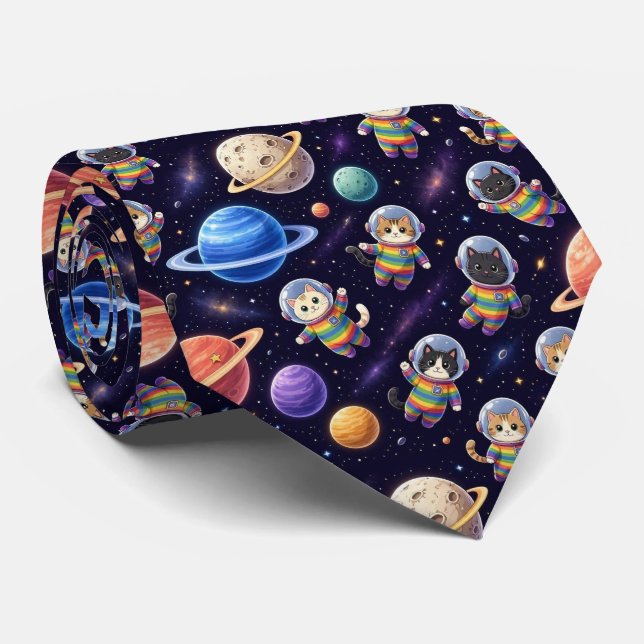 Cravate Chats de l'espace Planètes intergalactiques Systèm (Roulé)