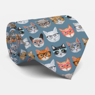 Cravate Chats mignons portant des lunettes Motif