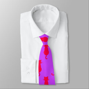 Cravate Chats Rouges Fantaisistes Lilas Pour Toujours