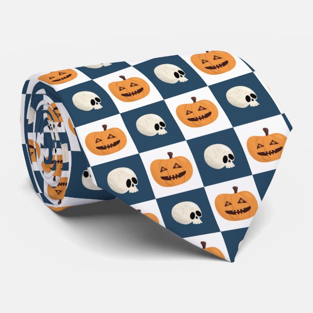 Cravate Checks de Skulls et Pumkins (Roulé)