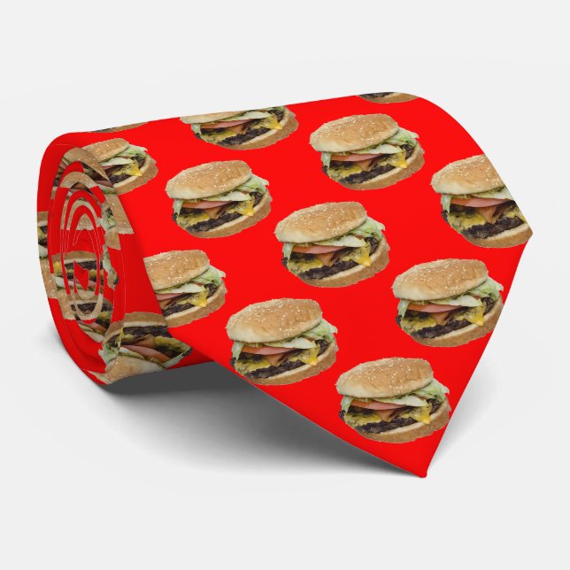Cravate Cheeseburger sur le rouge (Roulé)