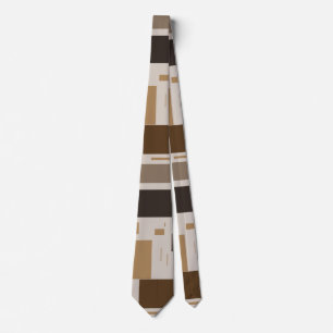 Cravate Chemise à carreaux géométriques marrons rétro pour