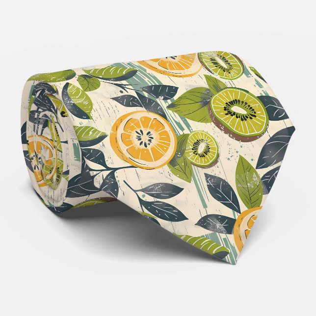 Cravate Chemise à motifs citron kiwi pour homme  (Roulé)