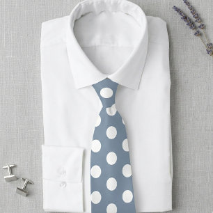 Cravate Chemise de mariage à pois bleus poussiéreux et bla