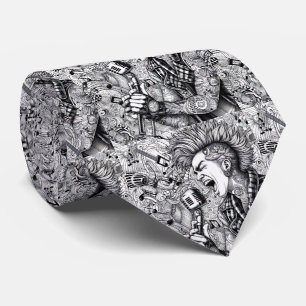Cravate Chemise Punk Rock Noir & Blanc