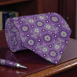 Cravate Chemise rétro hippie violet à motifs cachemire