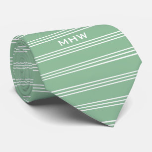 Cravate Chemise verte à rayures avec monogramme personnali