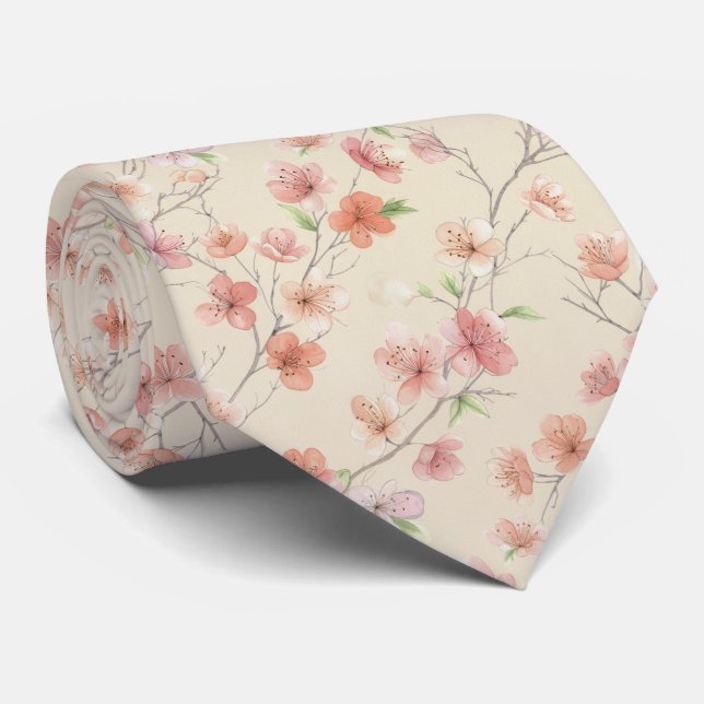 Cravate Cherry Blossom Spring Floral Pattern (Roulé)