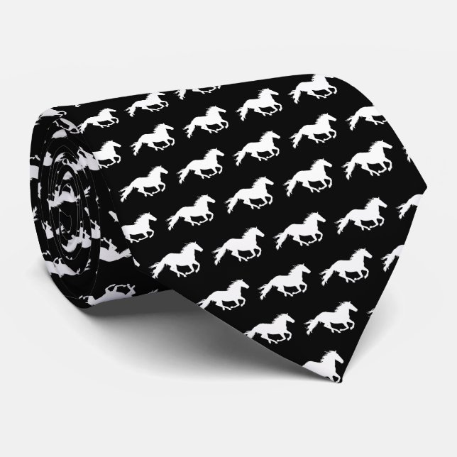Cravate Cheval blanc Galloping | Noir (Roulé)