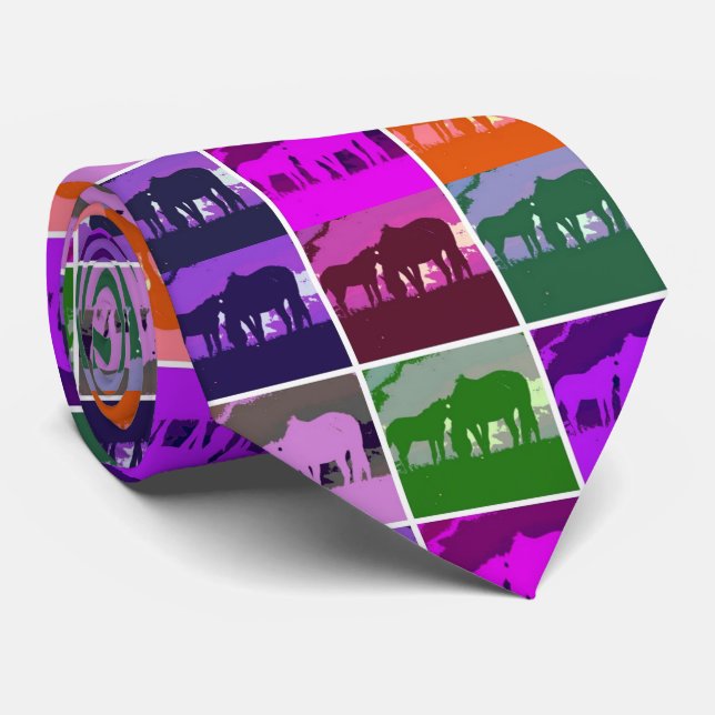 Cravate Chevaux d'art pop (Roulé)