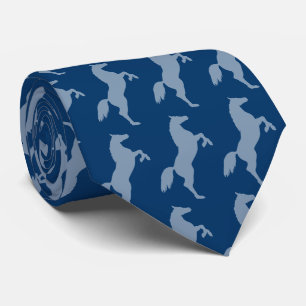 Cravate Chevaux en Silhouette   Bleu