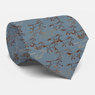 Cravate Chevaux sauvages Ardoise Bleu Gris