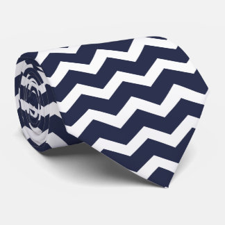 Cravate Chevron bleu et blanc de minuit