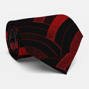 Cravate chevron rouge-noir à courbe moderne et sophistiqu